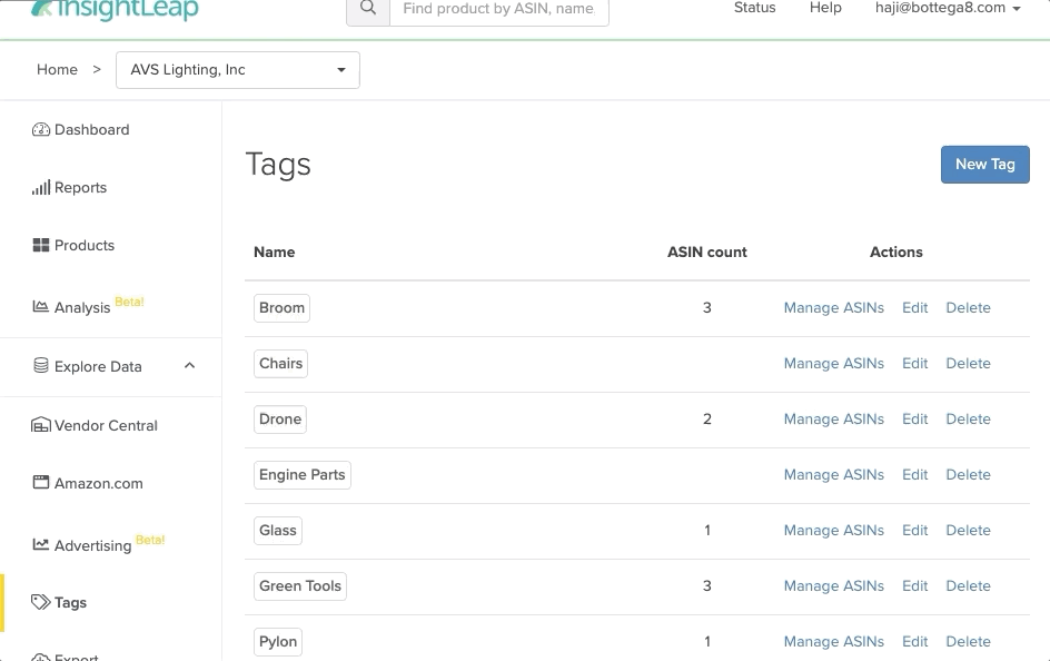 Manage tags